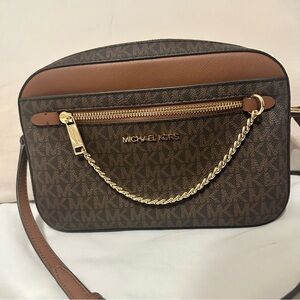 Michael Kors Signature Brown and Gold Crossbody Bag